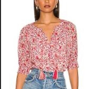 BB Dakota by Steve Madden Size XS Blouse Say a Prairie for You Red Floral Top